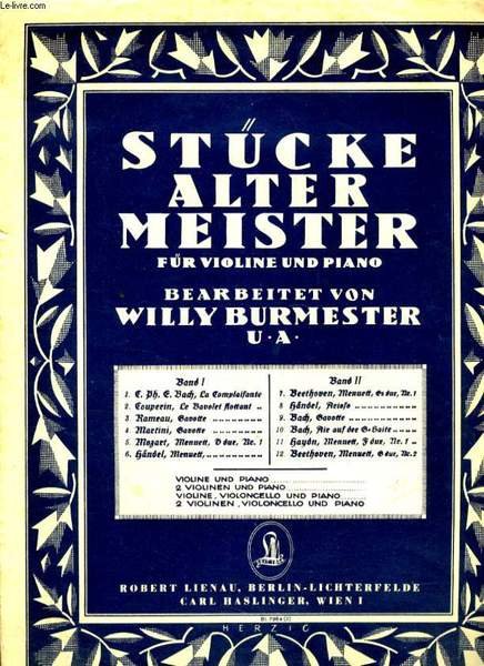 STUCK ALTER MEISTER FUR VIOLOINE UND PIANO MENUETT | Immagine principale