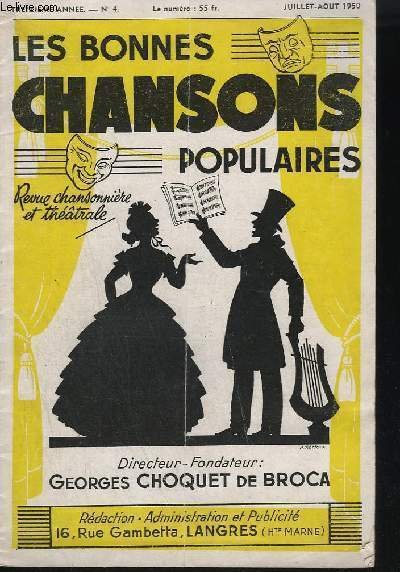 LES BONNES CHANSONS POPULAIRES - N°4 - TREIZIEME ANNEE - …