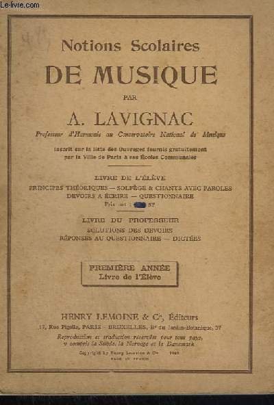 NOTIONS SCOLAIRES DE MUSIQUE - PREMIERE ANNEE : LIVRE DE … | Immagine principale