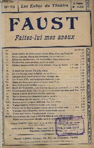FAUST - FAITES LUI ! MES AVEUX - CHANT N°73.