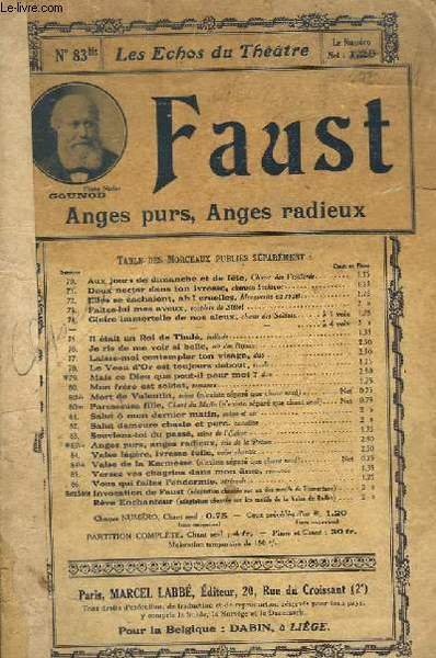 FAUST ANGES PURS, ANGES RADIEUX - INCOMPLET : 74 + …