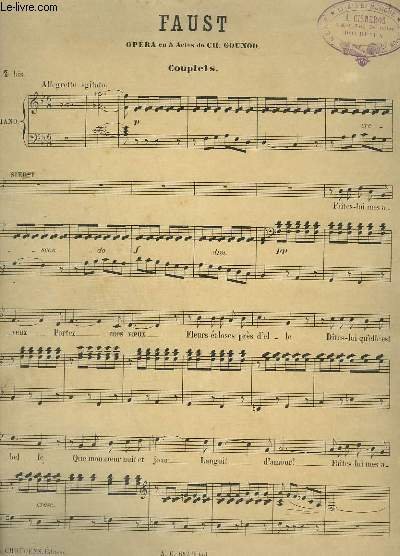 FAUST - OPERA EN 5 ACTES N°4 BIS : PIANO ET CHANT.