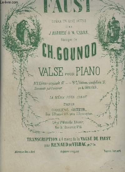 FAUST - VALSE POUR PIANO A 4 MAINS - EDITION SIMPLIFIEE.