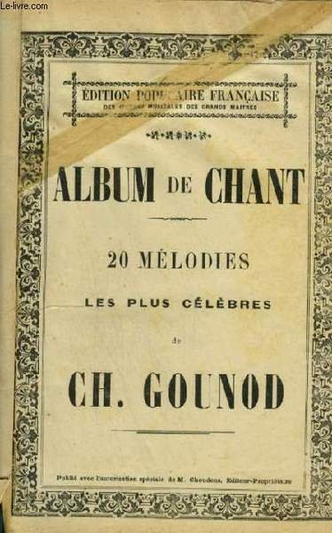 ALBUM DE CHANT - 20 MELODIES LES PLUS CELEBRES : … | Immagine principale