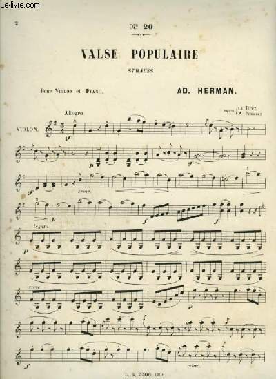 VALSE POPULAIRE DE STRAUSS - N°20 POUR VIOLON.