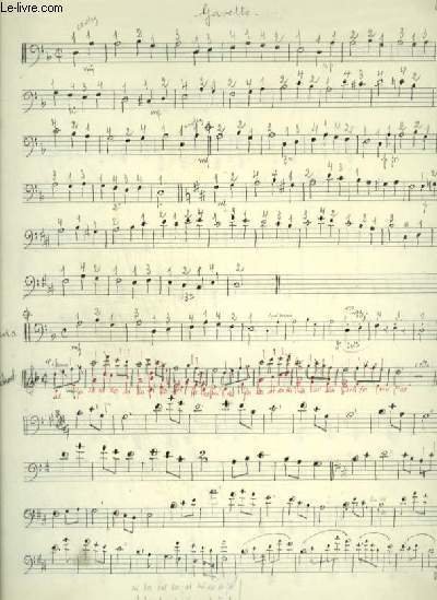 PARTITION MANUSCRITE : GAVOTTE + PETITE GAVOTTE.