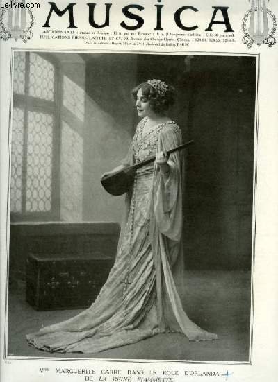 MUSICA - N°90 : MARS 1910 - Chronique du mois + Edouard Colonne + Photographie de Edouard Colonne au pupitre de Chef d'orchestre + Les photographies de la voix + La forêt et Ka fête chez Thérèse + Portrait de Mlle Jeanne Hatto + Les festivals Musica.