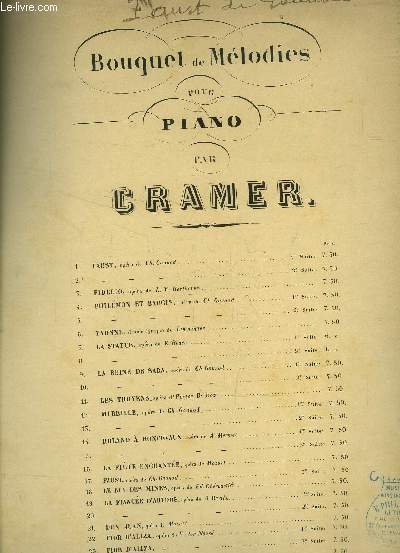 Faust , opéra en cinq actes- Bouquet de mélodies pour piano