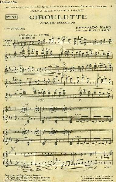 Ciboulette, fantaisie sélection pour 1ers violons