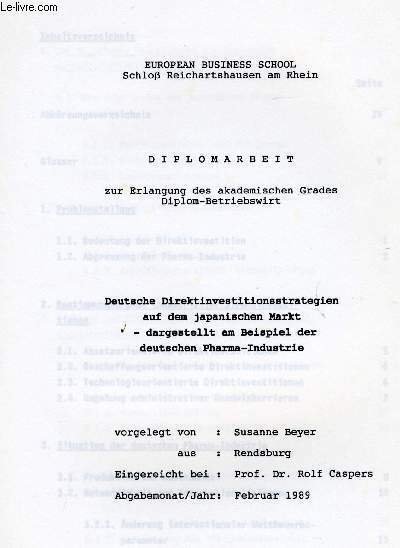 DEUTSCHE DIREKTINVESTITIONSSTRATEGIEN AUF DEM JAPANISCHEN MARKT - DARGESTELLT AM BEISPIEL … | Immagine principale