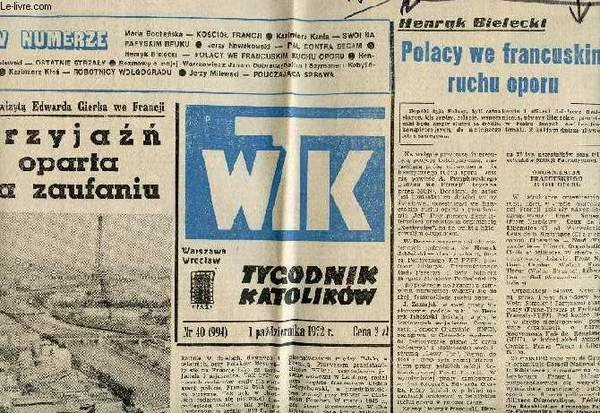 WTK, TYGODNIK KATOLIKON, Nr 40 (994), PAZ. 1972 r.