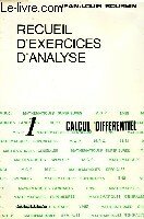 RECUEIL D'EXERCICES D'ANALYSE, FASICULE 1: CALCUL DIFFERENTIEL | Immagine principale