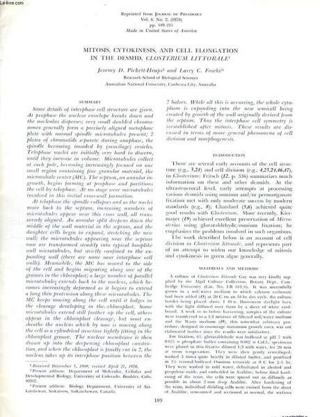 REPRINTED FROM JOURNAL OF PHYCOLOGY, VOL. 6, N�2, 1970, PP. … | Immagine principale