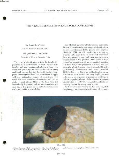 INDO-PACIFIC MOLLUSCA, VOL. 1, N�8, DECEMBER 8, 1967 : THE … | Immagine principale