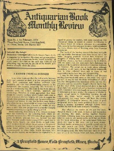 LOT DE 10 MAGAZINES : ANTIQUARIAN BOOK MONTHLY REVIEW, FEBRUAR … | Immagine principale
