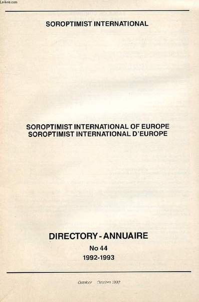 SOROPTIMIST INTERNATIONAL OF EUROPE / SOROPTIMIST INTERNATIONAL D'EUROPE, DIRECTORY / …