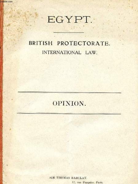 EGYPT, BRITISH PROTECTORATE, INTERNATIONAL LAW, OPINION | Immagine principale