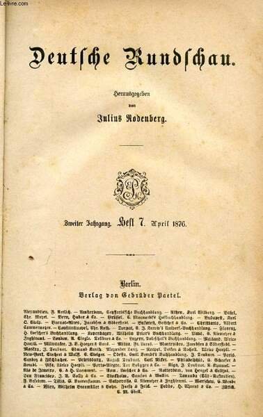 DEUTSCHE RUNDSCHAU, ZWEITE JAHRGANG, 1876 (Inhalt: H. Honberger, Der Leitstern, …