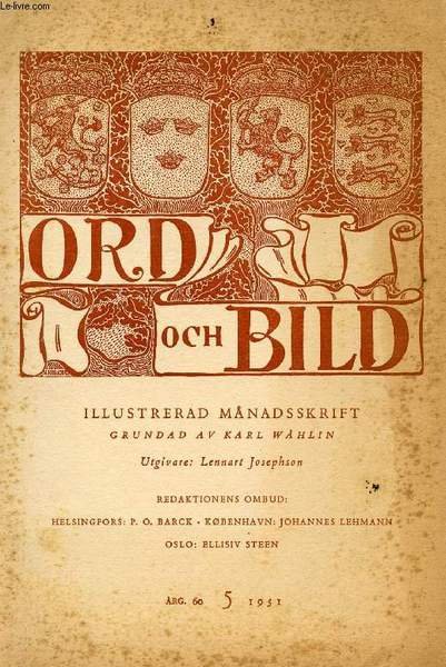 ORD OCH BILD, SEXTIONDE �RG�NGEN, 1951, FEMTE H�FTET (INNEH�LL: Alf …