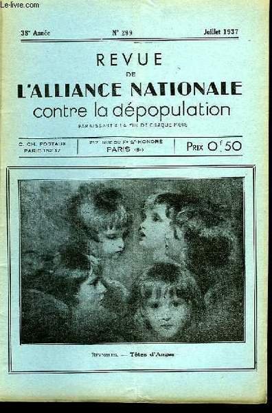 Revue de l'Alliance Nationale contre la Dépopulation. N°299, 38ème année.
