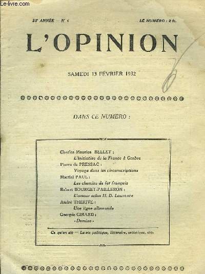 L'Opinion N°4, 25 ème année | Immagine principale
