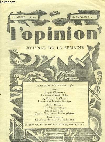 L'Opinion. N°20, 23ème année.