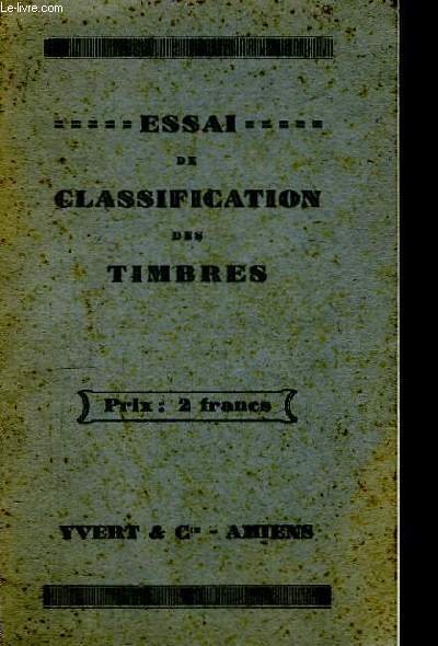Essai de Classification des Timbres.