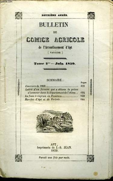 Bulletin du Comice Agricole de l'Arrondissement d'Apt (Vaucluse). TOME 2 …