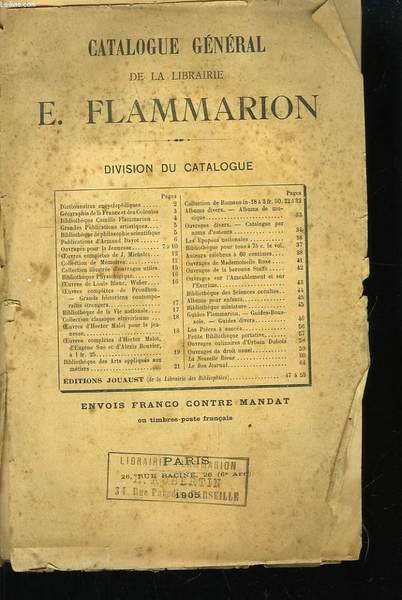 Catalogue Général de la Libraire E. Flammarion.