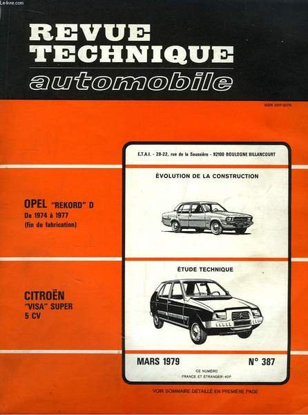 Revue Technique Automobile N°387 : Citroën Visa Super, 5 CV