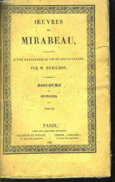 Oeuvres de Mirabeau. Discours et Opinions, Tome III | Immagine principale