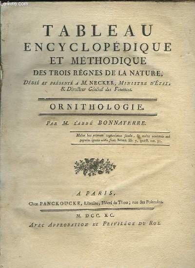 Tableau Encyclopédique et Méthodique des Trois Règnes de la Nature. …