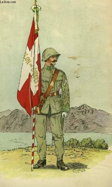 Lithographie en couleurs, d'après un aquarelle, d'un Adjudant de Carabiniers …