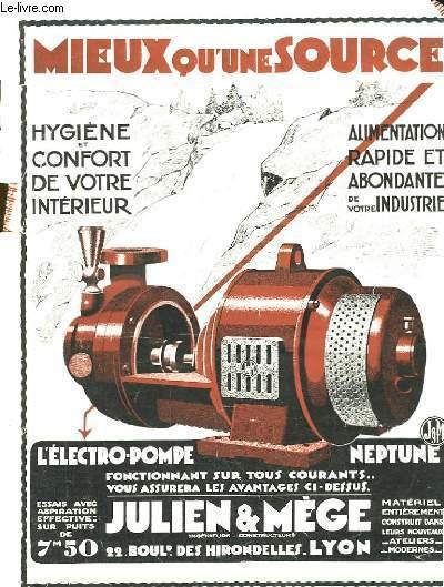 Brochure publicitaire de l'Electro-Pompe Neptune. Julien & Mège "Mieux qu'une …