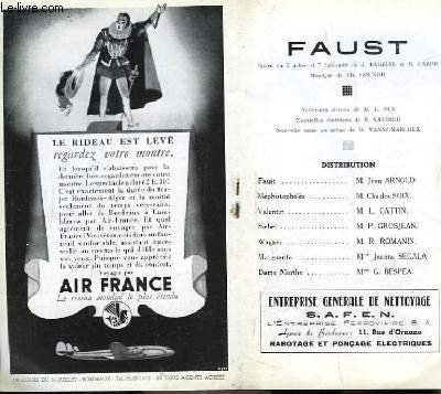 Programme Officiel du Grand Théâtre de Bordeaux : Faust. Opéra …
