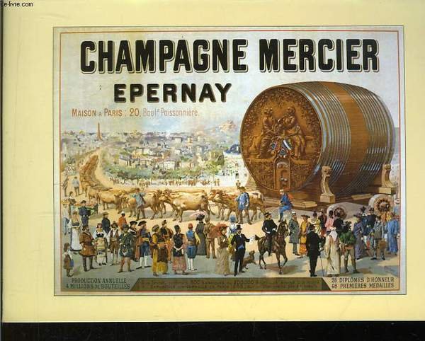 Carte publicitaire "Champagne Mercier, Epernay" : Arrive du célèbre foudre …