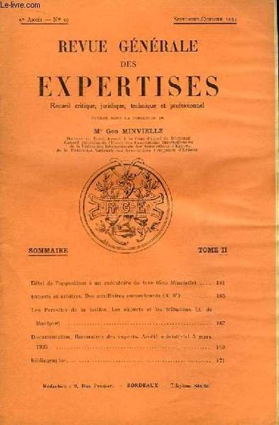 Revue Générale des Expertises. N°29 - 5ème année : Délai …