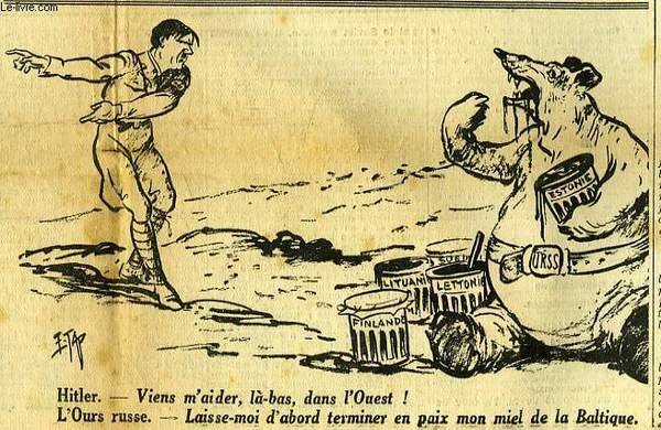 Caricature d'Hitler " Hitler demandant de l'aide à l'Ours Russe …