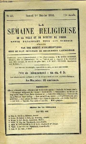 La Semaine Religieuse de la Ville et du Diocèse de …