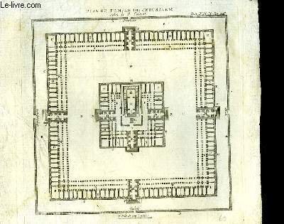 Une Gravure XIXe siècle, en Eau-Forte : " Plan du Temple de Jérusalem, selon le P. Calmet "