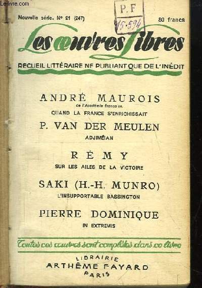 Oeuvres Libres N°247. NOUVELLE SERIE N° 21. QUAND LA FRANCE …