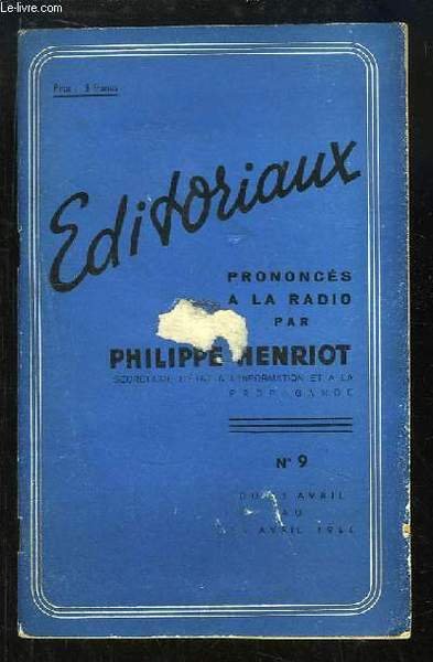 Bulletin trimensuel n°9 des Editoriaux, prononcés à la radio, par …