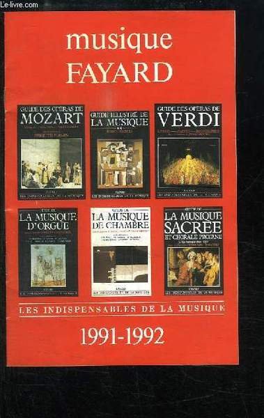 Catalogue de Musique Fayard, 1991 - 1992. "Les indispensables de … | Immagine principale
