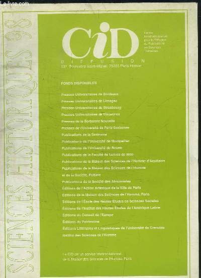 Sciences Historiques 1998 | Immagine principale