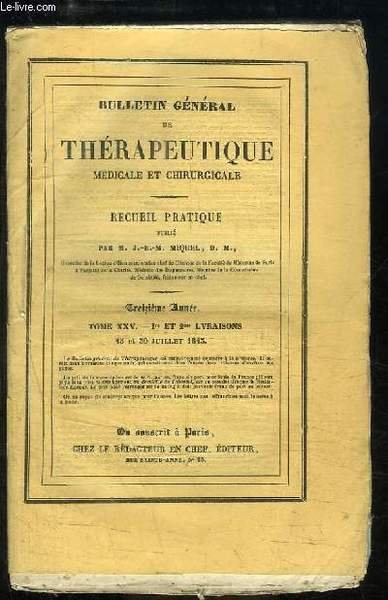 Bulletin général de Thérapeutique, médicale et chirurgicale. 1ère et 2ème … | Immagine principale