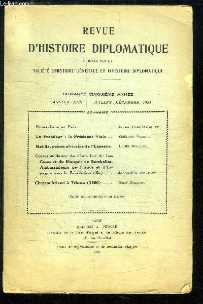 Revue d'Histoire Diplomatique 65ème année, Janvier - Décembre 1951 : … | Immagine principale