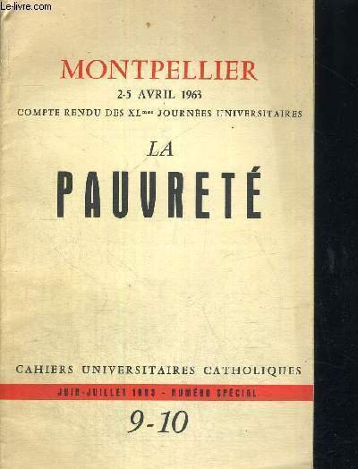 LA PAUVRETE - MONTPELLIER - 2-5 AVRIL 1963 - COMPTE …