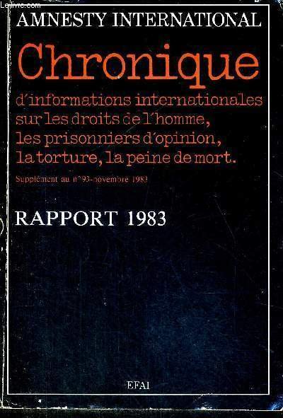 AMNESTY INTERNATIONAL CHRONIQUE D'INFORMATIONS INTERNATIONALES SUR LES DROITS DE L'HOMME, … | Immagine principale