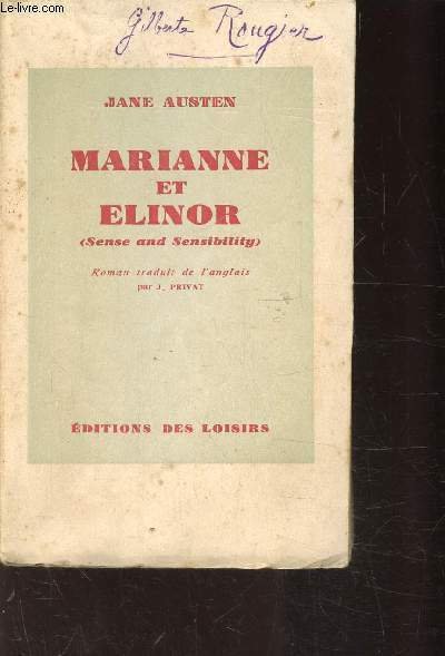 MARIANNE ET ELINOR ( SENSE AND SENSIBILITY )