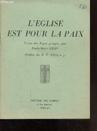 L'EGLISE EST POUR LA PAIX